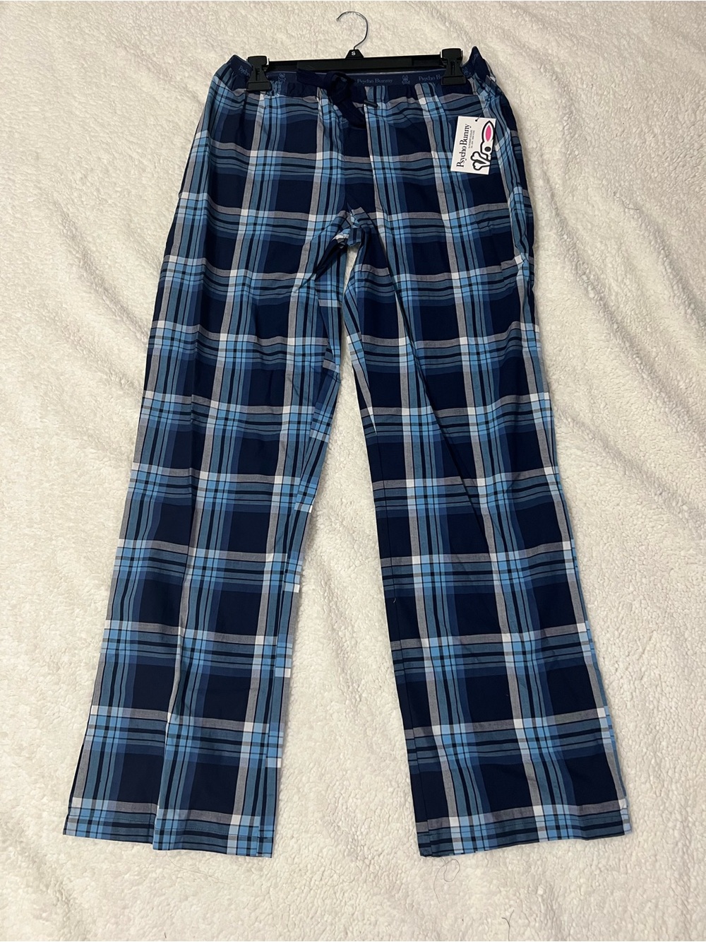 Psycho Bunny Navy and Light Blue Plaid Pajama Pants